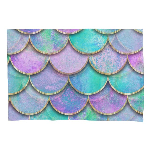 Mermaid scales: watercolor wave pattern. pillowcase (Front)