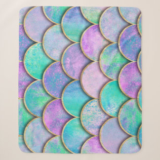 Mermaid scales: watercolor wave pattern. sherpa blanket