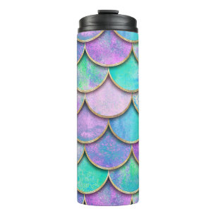 Mermaid scales: watercolor wave pattern. thermal tumbler