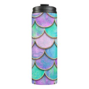 Mermaid scales: watercolor wave pattern. thermal tumbler