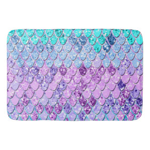 Mermaid Scales with Unicorn Girls Glitter #9 Bath Mat