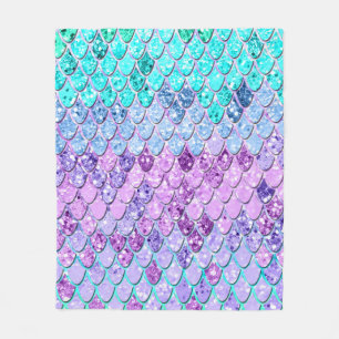 Mermaid Scales with Unicorn Girls Glitter #9 Fleece Blanket