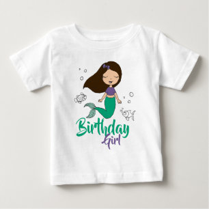 Mermaid Sea Creature Party Black Mermaid Cartoon Baby T-Shirt