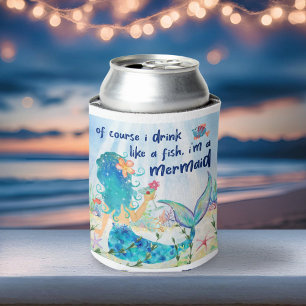 Mermaid Sea   Drink Like Fish Ocean Can Cooler