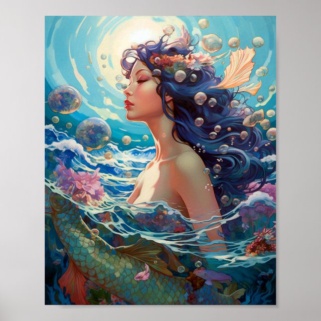 Mermaid Sea Goddess Fantasy Art Poster (Front)