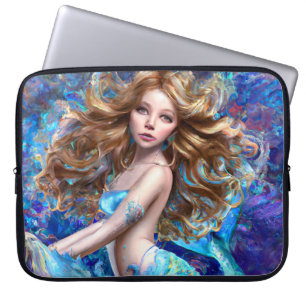 Mermaid Sea Goddess Nymph Siren Under Water Art Laptop Sleeve