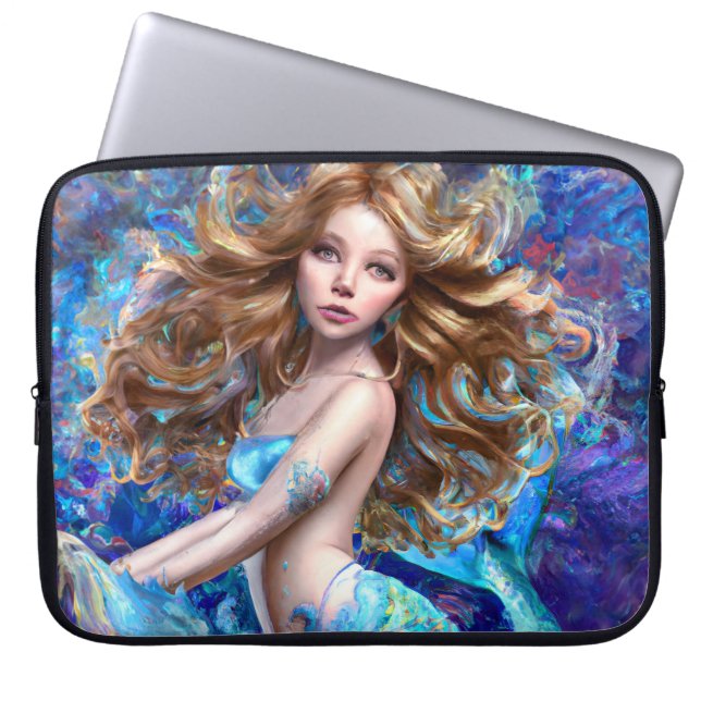 Mermaid Sea Goddess Nymph Siren Under Water Art Laptop Sleeve (Front)