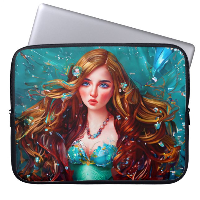 Mermaid Sea Goddess Nymph Siren Under Water Art Laptop Sleeve (Front)