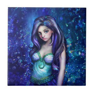 Mermaid Sea Goddess Nymph Siren Underwater Art Ceramic Tile