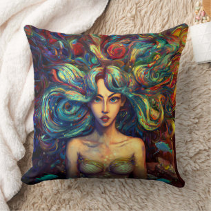 Mermaid Sea Goddess Nymph Siren Underwater Art Cushion