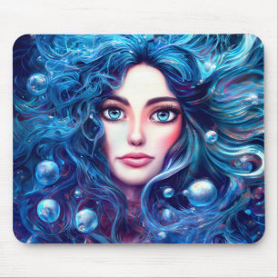 Mermaid Sea Goddess Nymph Siren Underwater Art Mouse Pad