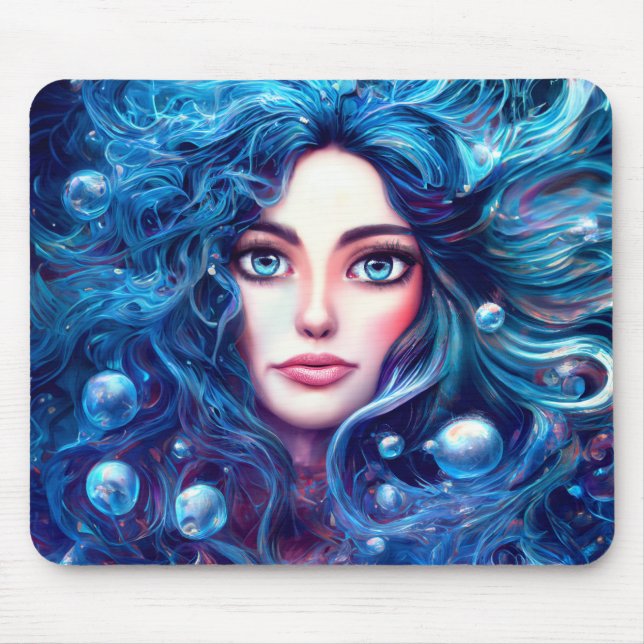 Mermaid Sea Goddess Nymph Siren Underwater Art Mouse Pad (Front)