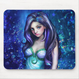 Mermaid Sea Goddess Nymph Siren Underwater Art Mouse Pad