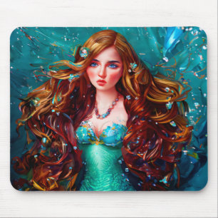 Mermaid Sea Goddess Nymph Siren Underwater Art Mouse Pad
