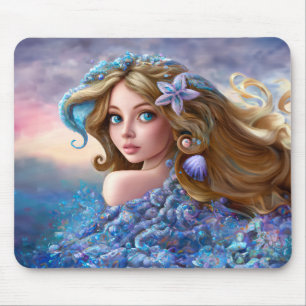 Mermaid Sea Goddess Nymph Siren Underwater Art Mouse Pad