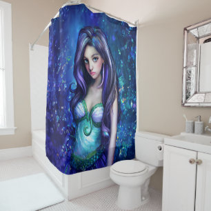 Mermaid Sea Goddess Nymph Siren Underwater Art Shower Curtain