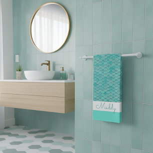 Mermaid Sea Green Scales Bath Towel Set