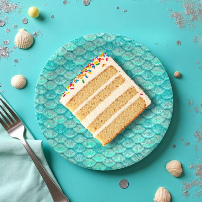 Mermaid Sea Green Scales Paper Plate (Mermaid scale paper plate for ocean and mermaid parties and events
)