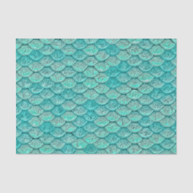 Mermaid Sea Green Scales Tissue Paper (Front)