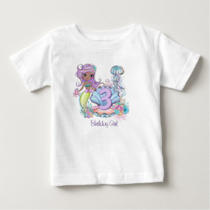 Mermaid Sea Life   Birthday Party with Custom Age Baby T-Shirt
