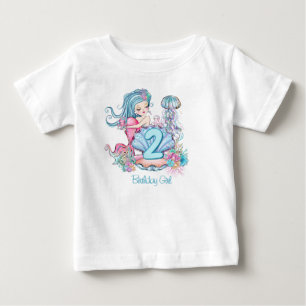 Mermaid Sea Life   Birthday Party with Custom Age Baby T-Shirt