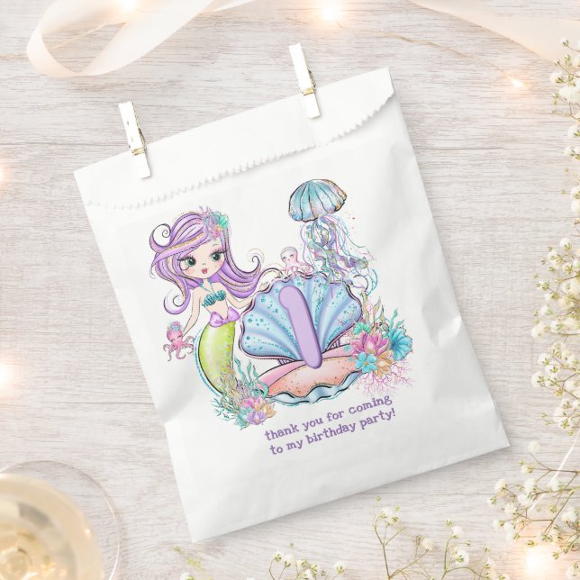 Mermaid Sea Life | Birthday Party with Custom Age Favour Bag (Clipped)