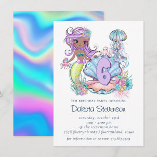 Mermaid Sea Life Birthday Party with Custom Age Invitation