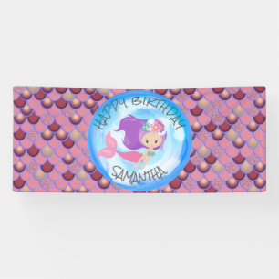 Mermaid Sea Purple Pink Scales  Banner
