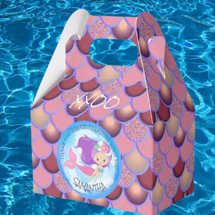 Mermaid Sea Purple Pink Scales Thank You Favour Bo Box