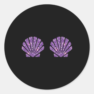Mermaid Sea Shell Bra Costume Halloween Design  Classic Round Sticker