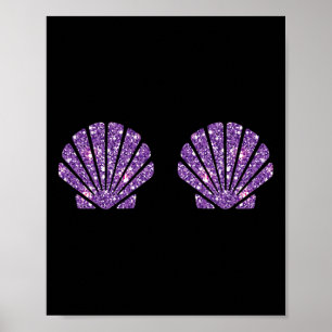 Mermaid Sea Shell Bra Costume Halloween Design Poster