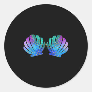 Mermaid Sea Shell Bra Costume Matching Party Graph Classic Round Sticker
