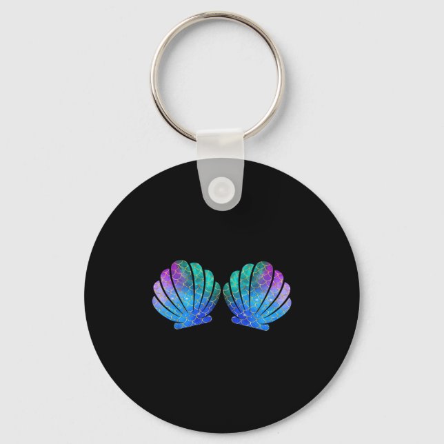 Mermaid Sea Shell Bra Costume Matching Party Graph Key Ring (Front)