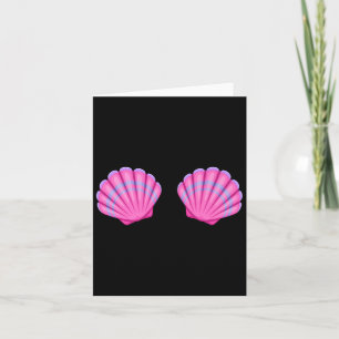 Mermaid Sea Shell Bra Halloween Costume Tee Pink S Card