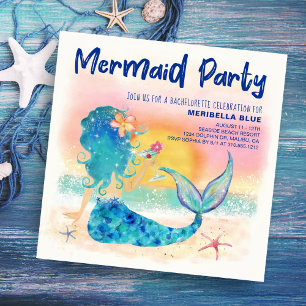 Mermaid Sea   Tropical Beach Bachelorette Party Invitation