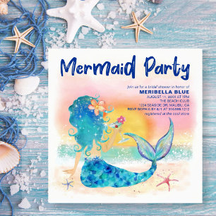 Mermaid Sea   Tropical Beach Bridal Shower Invitation