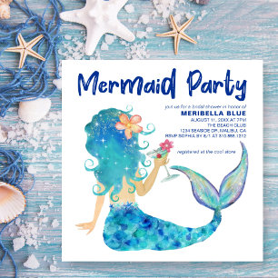 Mermaid Sea   Tropical Drink Bridal Shower Invitation