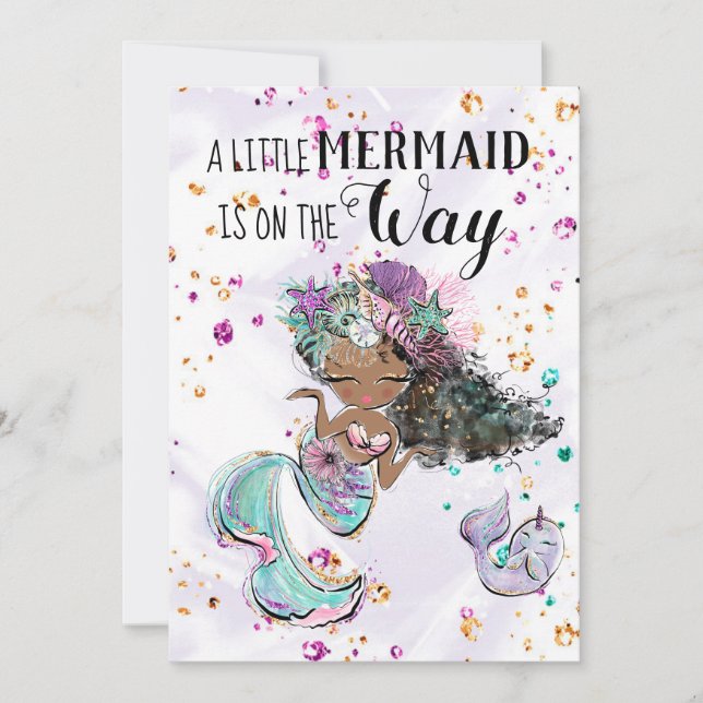 ~ Mermaid Sea Unicorn Baby Girl Shower Invitation (Front)