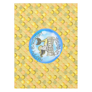Mermaid Sea yellow Scales Tablecloth