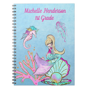 Mermaid Seahorse & Jellyfish Notebook