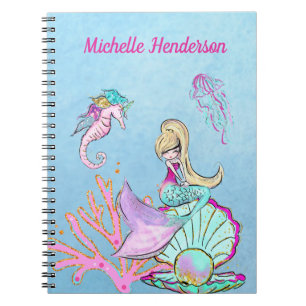 Mermaid Seahorse & Jellyfish Notebook
