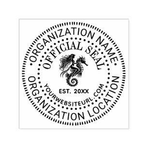 Mermaid Seahorse Official Seal Name Loc URL Estd Self-inking Stamp