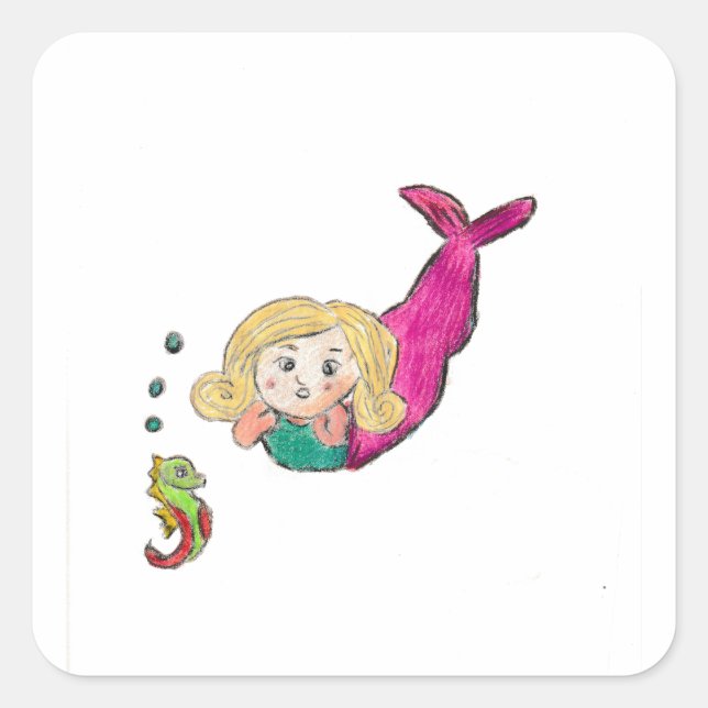 Mermaid Seahorse  Square Sticker (Front)