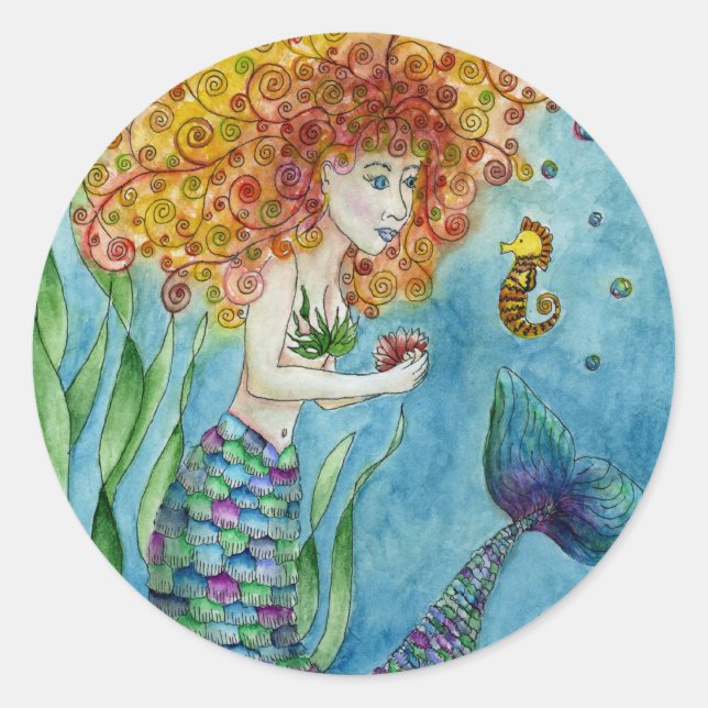 Mermaid - Seahorse Sticker (Front)
