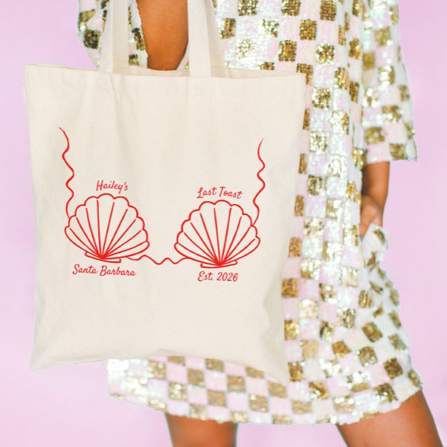 Mermaid Seashell Last Toast Bachelorette  Tote Bag (custom bachelorette tote bag last toast on the coast)