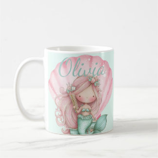 Mermaid Seashell Lovers Name  Coffee Mug
