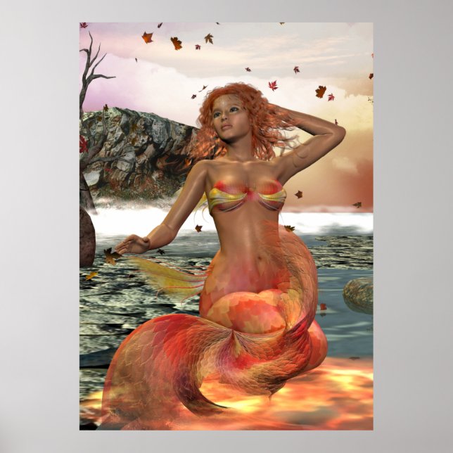 Mermaid Seasonal Series LUCY Autumn Pinup Poster (Front)