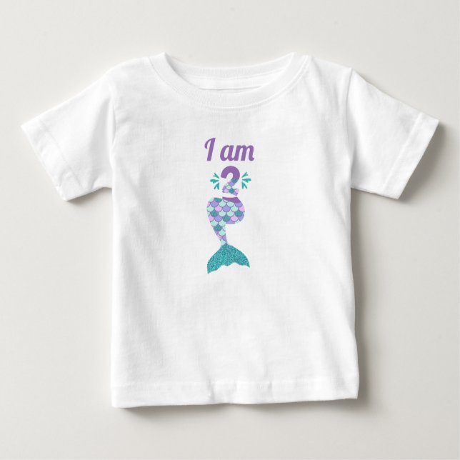 Mermaid Second Birthday Baby T-Shirt (Front)