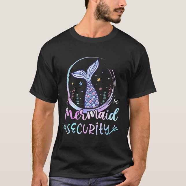 Mermaid Security Birthday Mermaid Girl Beach Merma T-Shirt (Front)