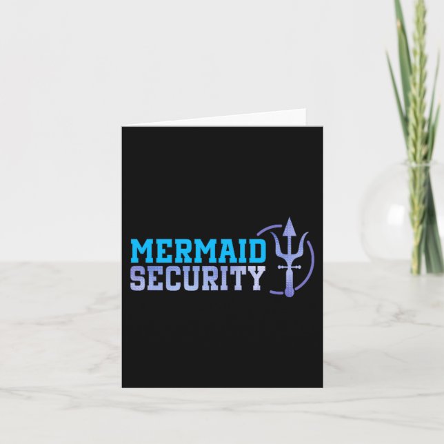 Mermaid Security Halloween Costume Dad Men Boy  Card (Front)